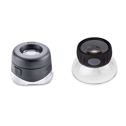 Carson LED VersaLoupe 10x LED Lighted Focusing Loupe Magnifier (LH-50), Black/Clear & LumiLoupe Plus, Focusable Magnifier, 6X