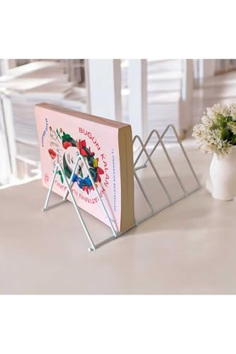 EceAksesuar Kitap Tutacağı-Kitap Rafı-Metal Kitap Desteği, Kitaplık- Ev ve Ofis Dekoratif Aksesuar beyaz