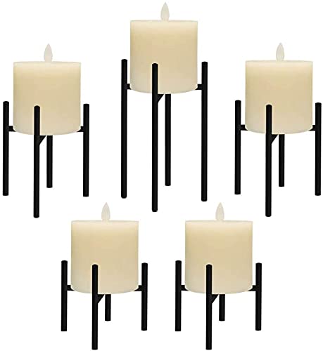 Jiyimi Christmas Fireplace Candelabras Wax Geometric Candleholder Set Of 5 Black Straight Triangle Iron Candlestick For Led Pillar Candle Centerpieces Table #TOP6