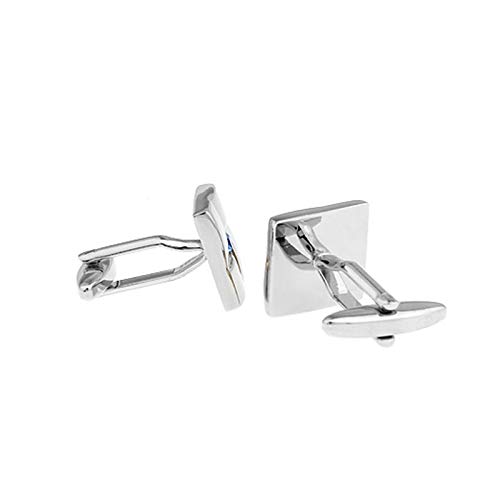 Mancuernillas cuadradas plateadas clásicas para hombre miniatura 2