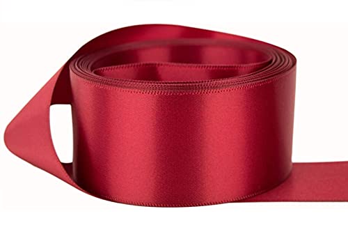 Maroon Red Satin Ribbon 50mm Wide 3 Meters Buy 3 & Get 1 Free, Perfect for Gifts Wrap Sew Party, Decorations Events Dress Wedding Christmas Crafts, Bows Car, DIY, Bouquets, Cake