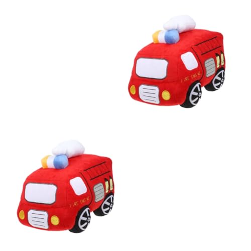 PRETYZOOM 2 Piezas muñeca camión de Bomberos de Peluche para cojín de Peluche Juguete Relleno del camión de Bomberos Juguete de Peluche de Coche de Peluche Felpa Rojo