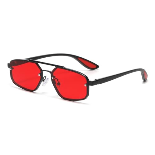 Long Keeper Gafas Luz Azul Unisex Moda Computadora Gamer Gafas Marco De Metal Gafas Transparentes Hombre (Negro Rojo)