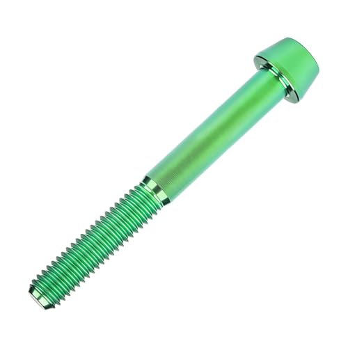 Image of Titanium Ti Bolt M5x9 16 18 20 25 30 35 40 45 50 55 60mm Tapered Head Screws Pack of 4 (M5x50mm, Green)