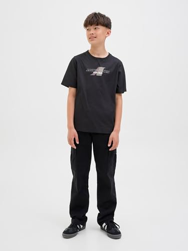 JACK & JONES Junior Jcotier T-Shirt imprimé sur Le Devant SS CN Sn JNR, Noir, 14 Ans
