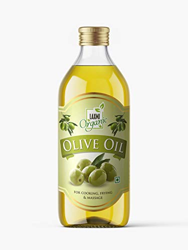 Image of LAXMI ORGANIC Olive Oil 1L | Pure Cold Pressed Jaitun Ka Tel | Multipurpose Edible Oil for Cooking, Salad Dressing, Hair Care, Skin Moisturizing & Baby Massage | Natural Olive Oil 1000ml