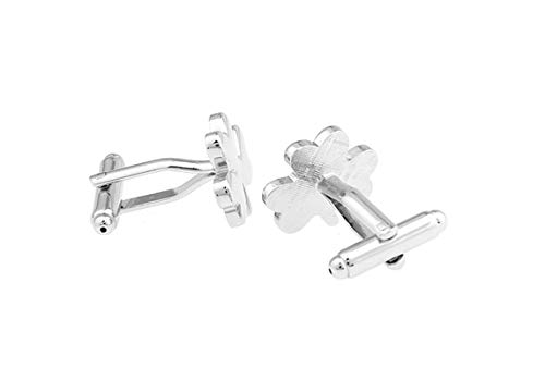 2 Piezas Gemelos para Boda Gemelo Camisa Hombre Trébol Gemelos de Hombre Plata