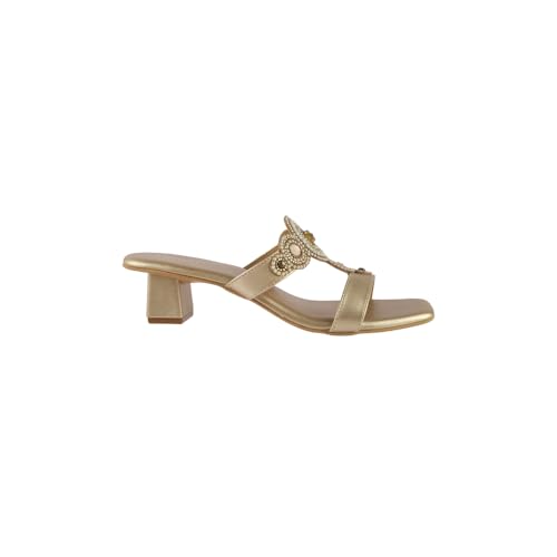 Image of Metro Women Faux Leather Ethnic Traditional Heel Sandal