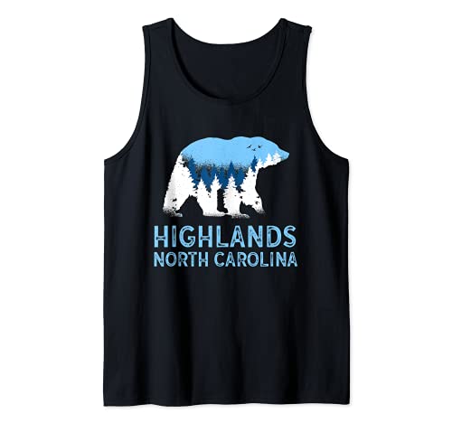 Highlands North Carolina NC Bear Blue Ridge Montañas Camiseta sin Mangas