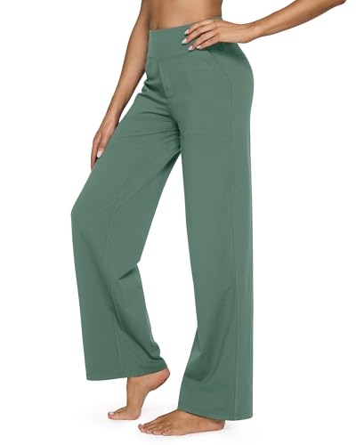 Image of G4Free EverGoing Yoga Pants Women Wide Leg Pants with Pockets High Waist Stretch Dress Casual Sweatpants Petite /Regular /Tall