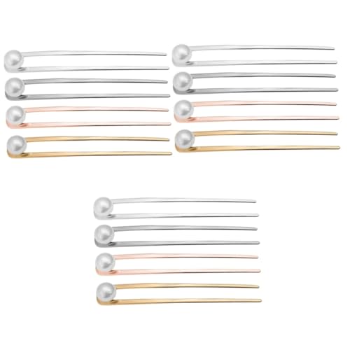 Épingles à cheveux métalliques avec perles Housoutil pour chignons élégants (12 pièces)