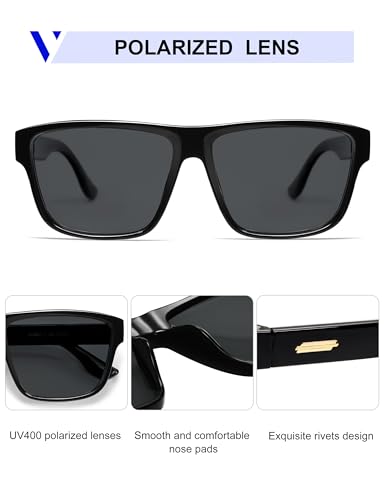 VANLINKER Polarized Square Oversized Sunglasses for Women Men Fashion Flat Top Sun Glasses Thick Frame Big Shades VL98573
