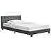 Juskys Polsterbett Manresa 120 x 200 cm - Bett mit Lattenrost und Kopfteil - Zeitloses modernes Design, Grau