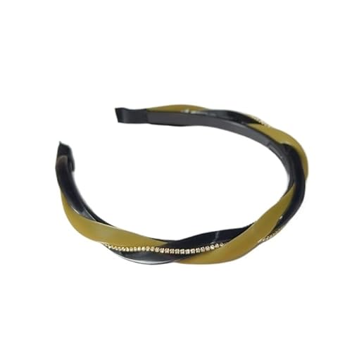 KAJYLFAST Twists Braid Headband Pu Rhinestone Color Blocking Hair Accessories Female