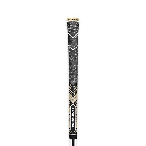 Golf Pride MCC Plus4 Golf Club Grip - All-Weather Hybrid Grip with Larger Lower Hand - Brushed Cotton Cord & Pebbled Texture - Midsize - Black/Gold