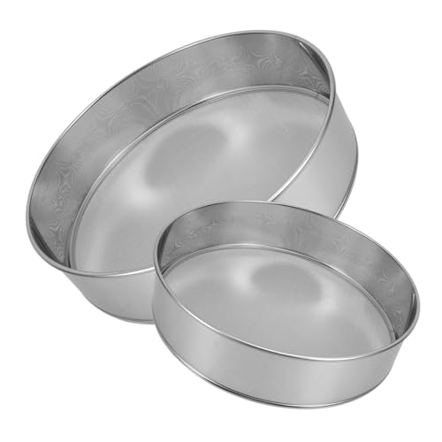 MUCKLILY 2Pcs Stainless Steel Flour Sieve Fine Mesh Strainer for Baking Manual Flour Strainer for Powdered Sugar Cocoa Salt