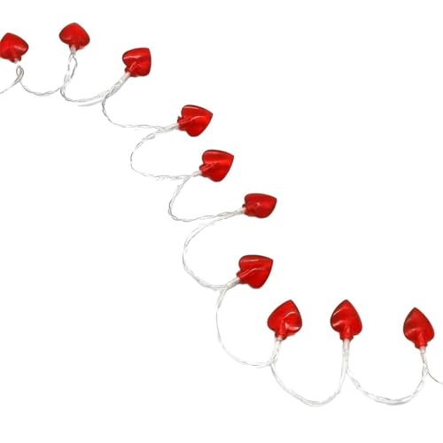 Guirnalda de luces LED con forma de corazón para decoración romántica, 40 luces que funcionan con pilas, 6 pies con clips de rosa, ideal para bodas y día de San Valentín