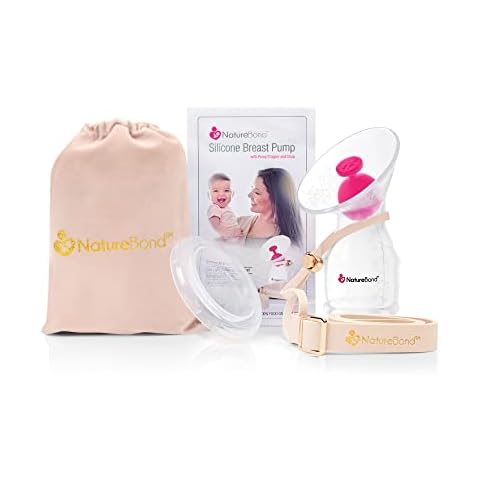 NatureBond Manual Breast Pump. Premium All-in-1 Set - Silicone Breast Pump 100ml, Pump Lid, Pump Stopper, Pump Strap, Pump Bags Cover