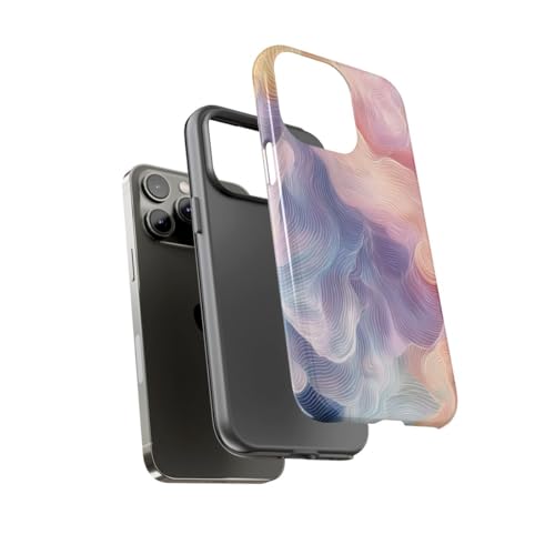 Coque iPhone 14 Pro Max rigide brillante avec motif vagues pastel