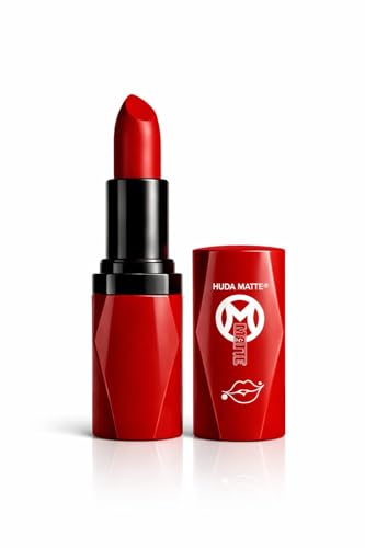 Image of HUDA MATTE ME Matte Lipstick - Ultra Pigmented Creamy Matte Bullet Lipstick MULTICOLOR Shade) (RED)