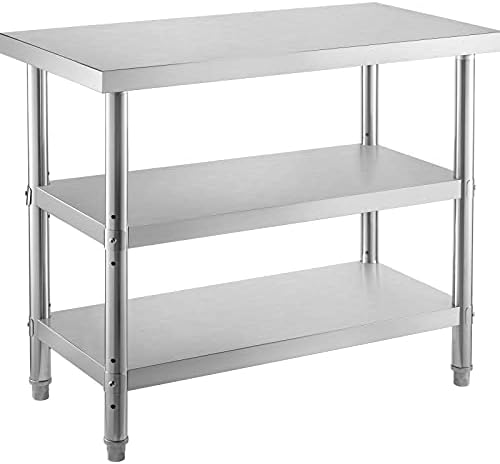 Stainless Steel Work Table with Wheels 24 x 30 x 32 Inch Prep Table & VEVOR Outdoor Food Prep Table, 48x14x33 in Commercial Stainless Steel Table