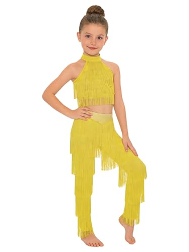 Costume de danse à franges avec strass brillants et dos nu pour sublimer les mouvements