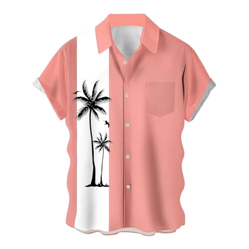 Chemise homme manches courtes vert mélange coton col V profond décontracté