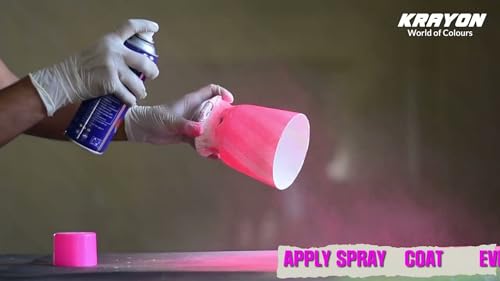 Image of BANNA Krayon Pink Acrylic Spray Paint 400 ml | Quick Dry Rust-Resistant Multi Surface Aerosol Spray Paint for Metal, Wood, Plastic, Glass, Furniture & DIY Projects