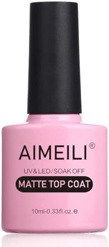 AIMEILI Soak Off U V LED Hema Free Gel Nail Polish, Cruelty Free, Vegan, No Wipe Matte Top Coat 10ml