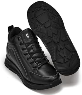CALTO Men's Invisible Height Increasing Elevator Shoes - Black Fashion Mid Top Basketball Sneakers - 3.2 Inches Taller - S23304- Size 9 D(M) US | Image 4
