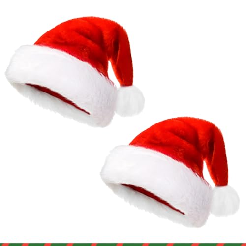 Evadollina Gorro de Navidad, 2 Piezas de Gorros navideños, Gorro de Santa, Gorro de Papá Noel, Gorro navideño, Gorro de Hombre de Navidad, Forro Polar Corto y Grueso para Comodidad y protección