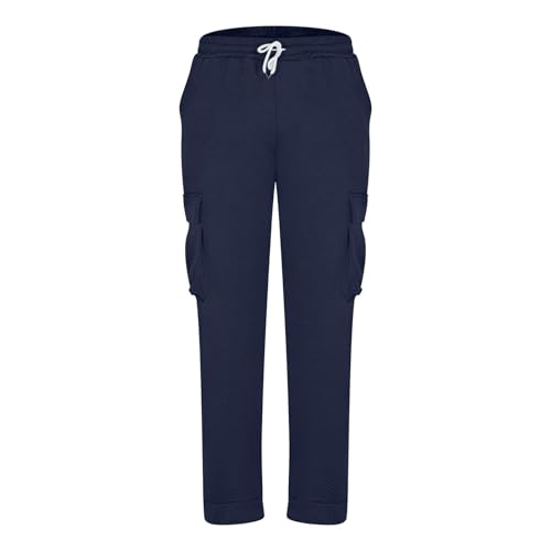 Men's Fleece Lined Joggers Cargo Sweatpants Heavyweight Elastic Waist Drawstring Workout Track Pants with Pockets4