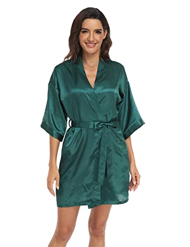 Image of Women's Pure Short Silky Robes Bridesmaid Bride Party Satin Robes Sleepwear