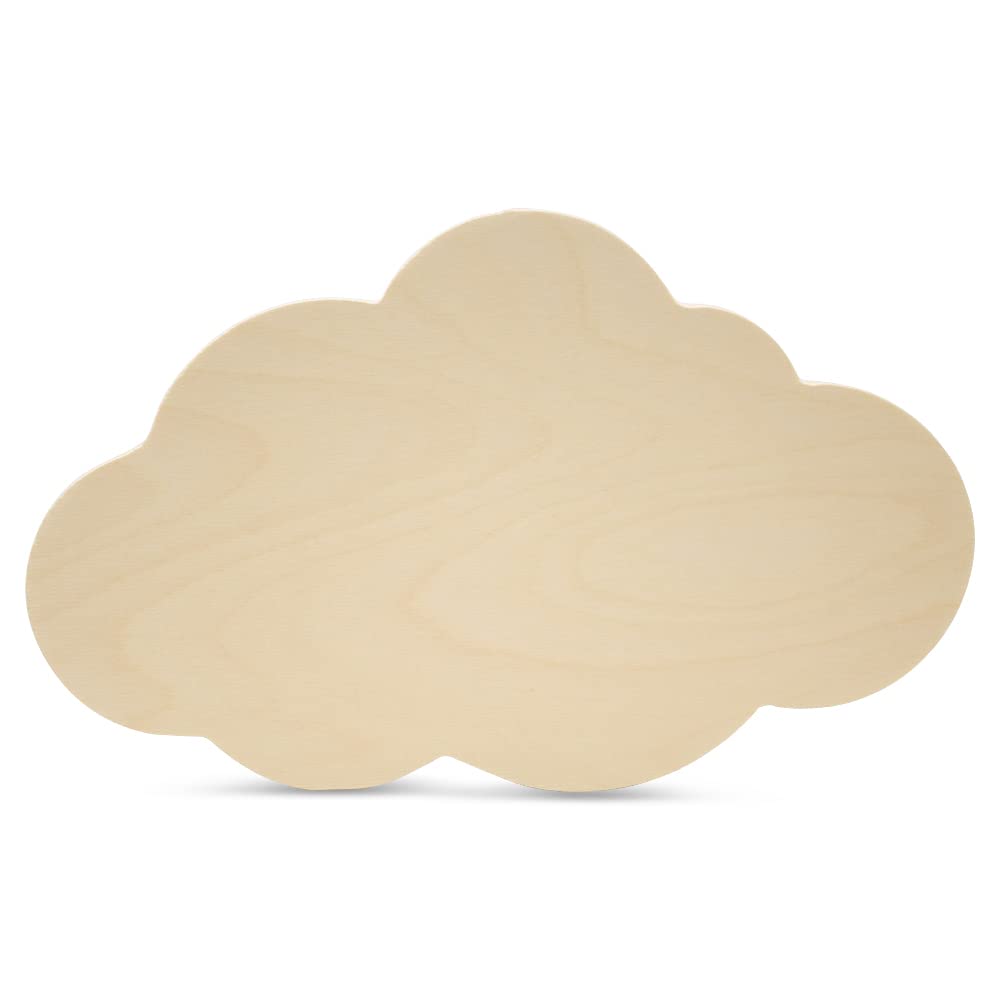 Cloud Wood Cutouts 7-1/2 x 12-inch, Pack of 1 Unfinished Wood Crafts Blank, Wooden Shapes for Crafts & Party Decor, by Woodpeckers