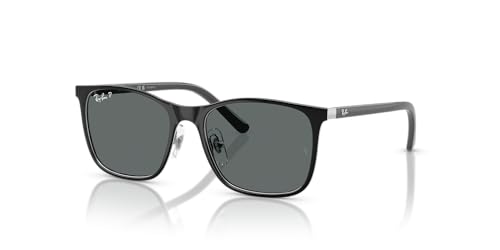 Ray-Ban RJ9551S Square Sunglasses, Black On Silver/Dark Grey Polarized, 48 mm - image 2