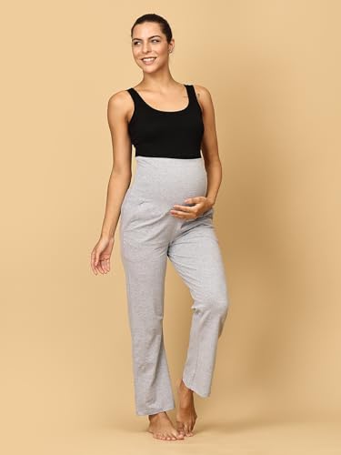 Image of The Mom Store Maternity Track Pants | for Pregnant Women with Ultimate Comfort | Prenatal Yoga Pants | Pre and Post Pregnancy