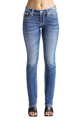 Miss Me Women's Aztec Print Mid-Rise Straight Jeans2