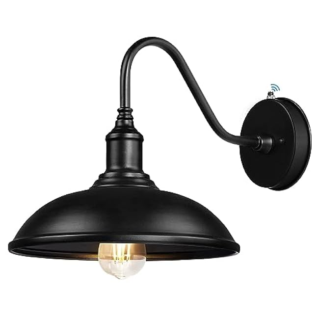 Dusk to Dawn Exterior Farmhouse Lighting Barn Light Fixture for House with Anti-ponding Bottom, Outdoor Barn Light Gooseneck Lighting for Garage Patio Porch (9.4 Diameter, 1 PC)