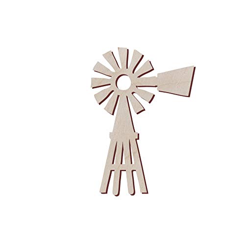 Juego de 10 molinos de viento de madera para manualidades y decoraciones, cuchillas de molino de viento, decoración de pared, reloj de molino de viento de 3.5 x 5 pulgadas