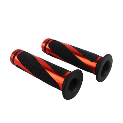 Poignées de moto orange en caoutchouc et aluminium pour guidon 7/8 pouces
