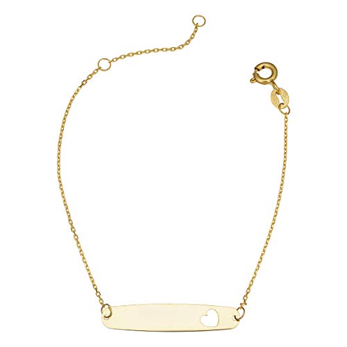 Image of 14k Yellow or White Gold Baby Id Bracelet With Cut-out Heart Design (adjusts to 5.5 or 6.5 inch)