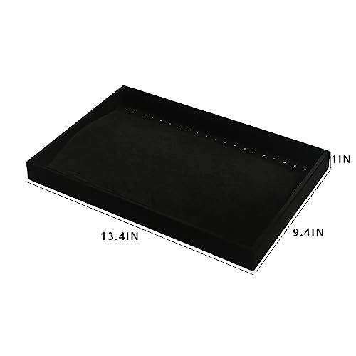 Image of Coward Set of 2 Black Velvet Stackable Necklace Holder Organizer Tray Velvet Necklace Display Stand for Selling Jewelry Box Case for Storage (necklace+necklace)