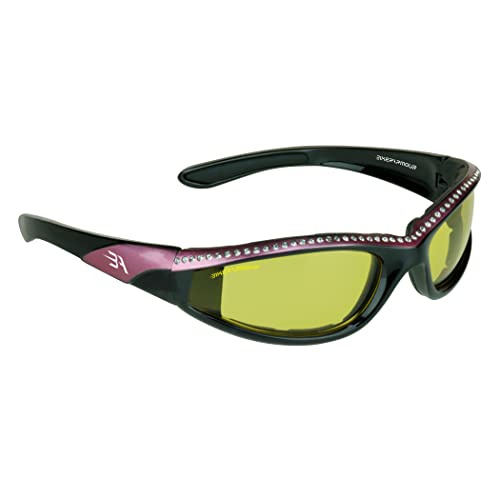 Bikershades Motorcycle Transitional Riding Glasses Womens Pink Frame Rhinestones Day Night Light Adjusting Photochromic