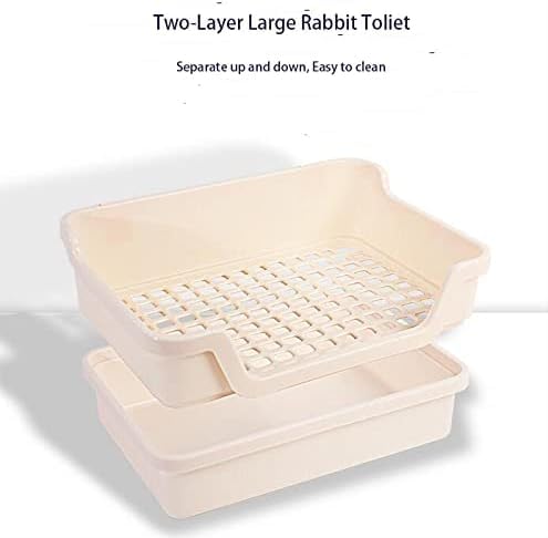 Große Kaninchen Katzentoilette und größere Haustierpfanne für erwachsene Meerschweinchen, Chinchilla, Frettchen, Galesaur, kleine Tiere (beige)