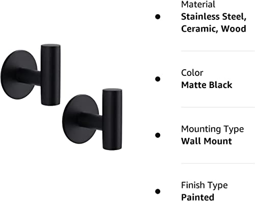 Miniatura 9 de Yuet 2 Piezas Adhesivo Gancho De Toalla De Baño, Pegado Chaqueta Metálica Puerta Pesada Sus304 Acero Inoxidable Toalla Bata Armario Ropa Asiento, Adecuado Para Hoteles De Baño Negro