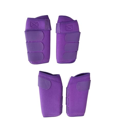 Milageto 4-teiliges Pferdestiefel-Set, Pferdeschutz, Wiederverwendbare Unterstützung, verstellbare Neopren-Beinabdeckungen für den Außenbereich, bequem, LILA, 27CM