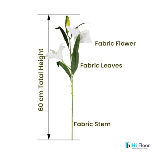 Image of Enhance Your Space with Artificial Leaf Decor Foliage for Stunning Interiors Decorative Items for Home;Office; Room; Living Room; Table; (Without Vase) (Pack of 2, Lily)