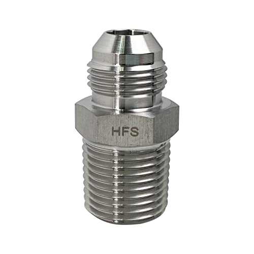 Image of HFS(R) 1 /2 inch NPT Male to 1 /2 inch JIC Male Adapter Flared Tube Fitting Pipe Connector Stainless Steel 304