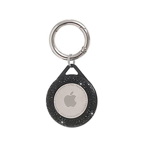 Estuche para Apple AirTag, AirTag Diamond Rhinestone Bling Llavero Estuche, Protector de metal para accesorios AirTag (Negro) Cover