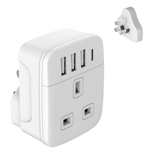 Amoi UK to Australia Plug Adapter Australian Plug Adaptor From UK Uk to China Plug Adapter Grounded UK to Australia Travel Adapter with 4 USB Ports 17W USB C Fast Travel Charger(Type I)